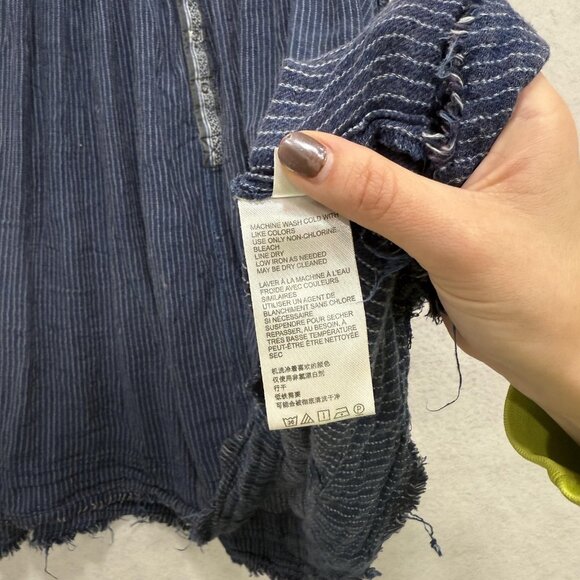 We The Free by Free People Dress Womens Medium Blue Sleeveless Raw Hem Boho - Picture 6 of 9